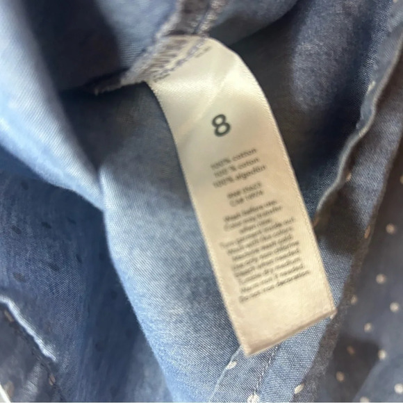 Carters tank top ruffle polka dot chambray cotton size 8 - Picture 6 of 7